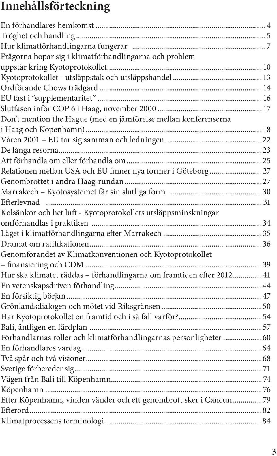 .. 17 Don t mention the Hague (med en jämförelse mellan konferenserna i Haag och Köpenhamn)... 18 Våren 2001 EU tar sig samman och ledningen...22 De långa resorna.