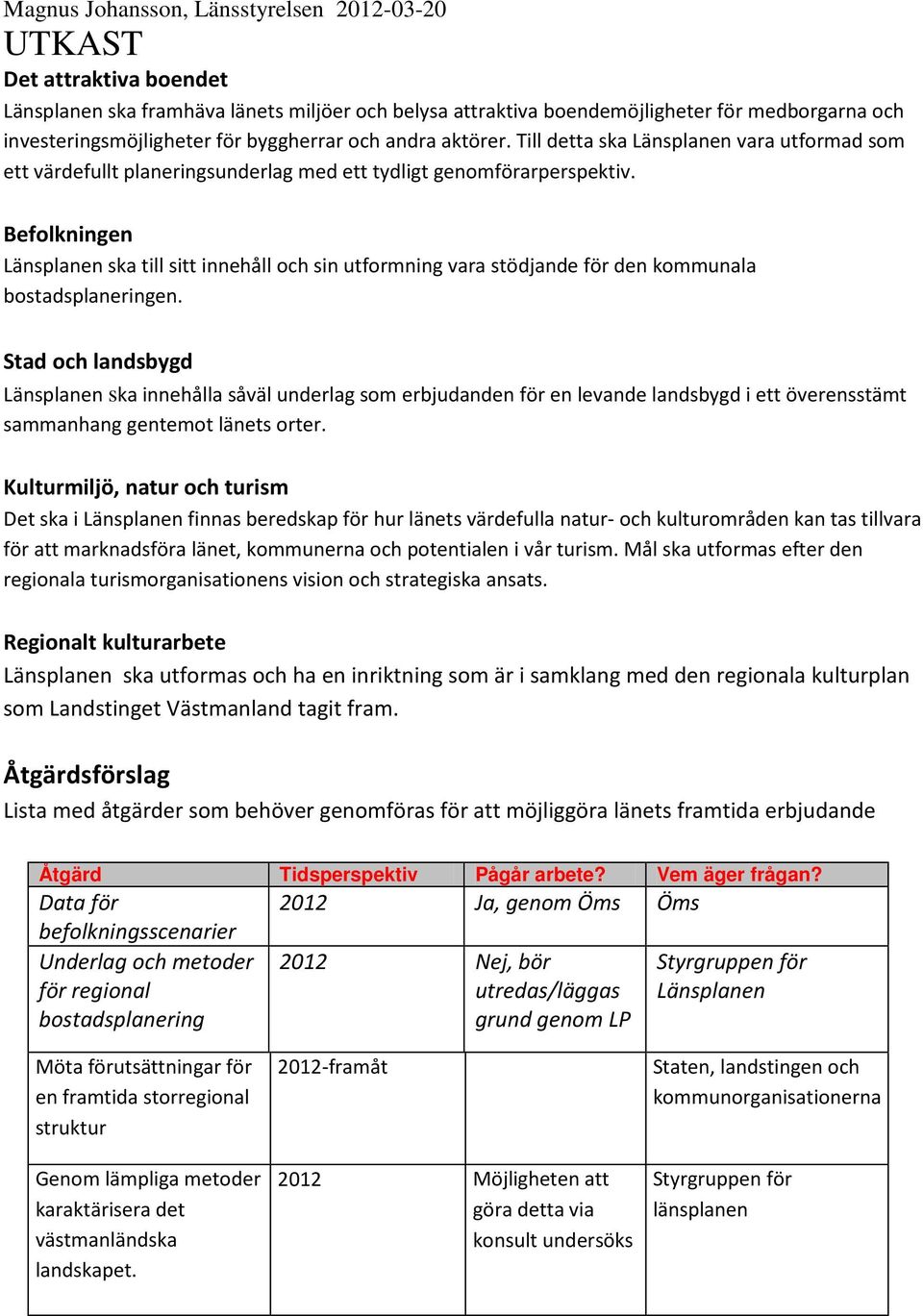 Befolkningen Länsplanen ska till sitt innehåll och sin utformning vara stödjande för den kommunala bostadsplaneringen.