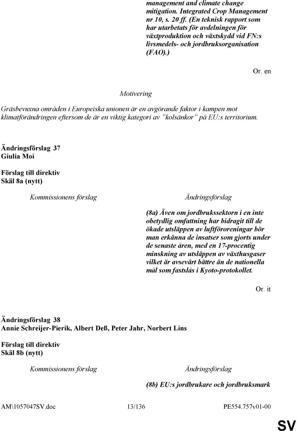 ) Gräsbevuxna områden i Europeiska unionen är en avgörande faktor i kampen mot klimatförändringen eftersom de är en viktig kategori av kolsänkor på EU:s territorium.