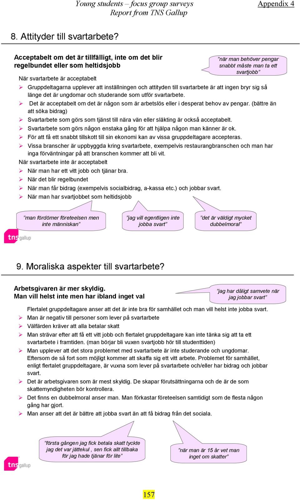 att inställningen och attityden till svartarbete är att ingen bryr sig så länge det är ungdomar och studerande som utför svartarbete.