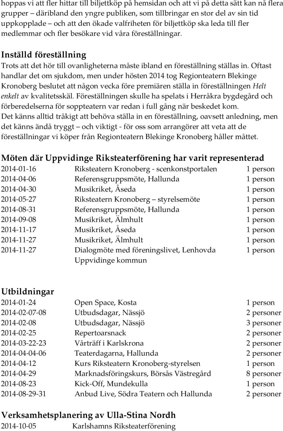 Inställd föreställning Trots att det hör till ovanligheterna måste ibland en föreställning ställas in.