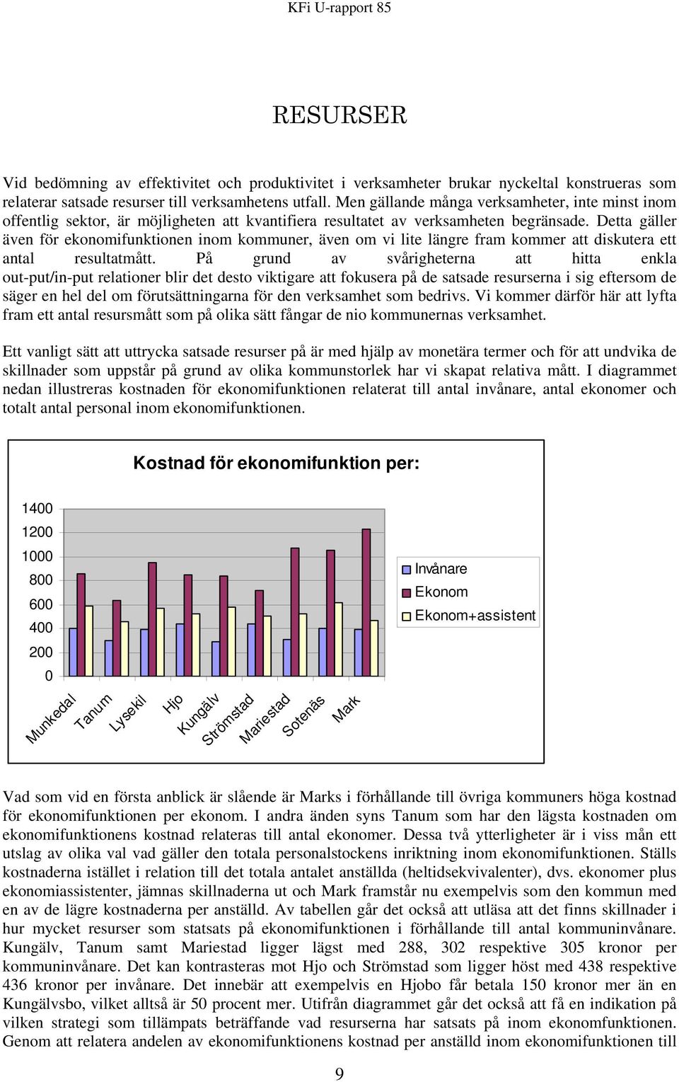 Detta gäller även för ekonomifunktionen inom kommuner, även om vi lite längre fram kommer att diskutera ett antal resultatmått.