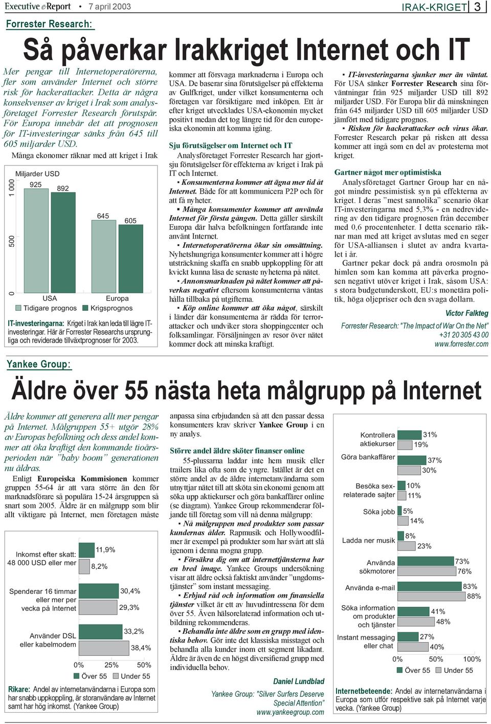 Många ekonomer räknar med att kriget i Irak Så påverkar Irakkriget Internet och IT IT-investeringarna: Kriget i Irak kan leda till lägre ITinvesteringar.