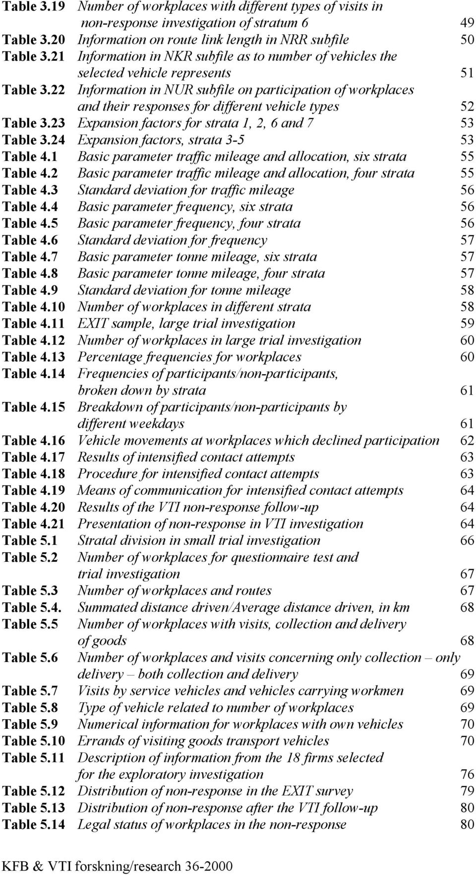 22 Information in NUR subfile on participation of workplaces and their responses for different vehicle types 52 Table 3.23 Expansion factors for strata 1, 2, 6 and 7 53 Table 3.