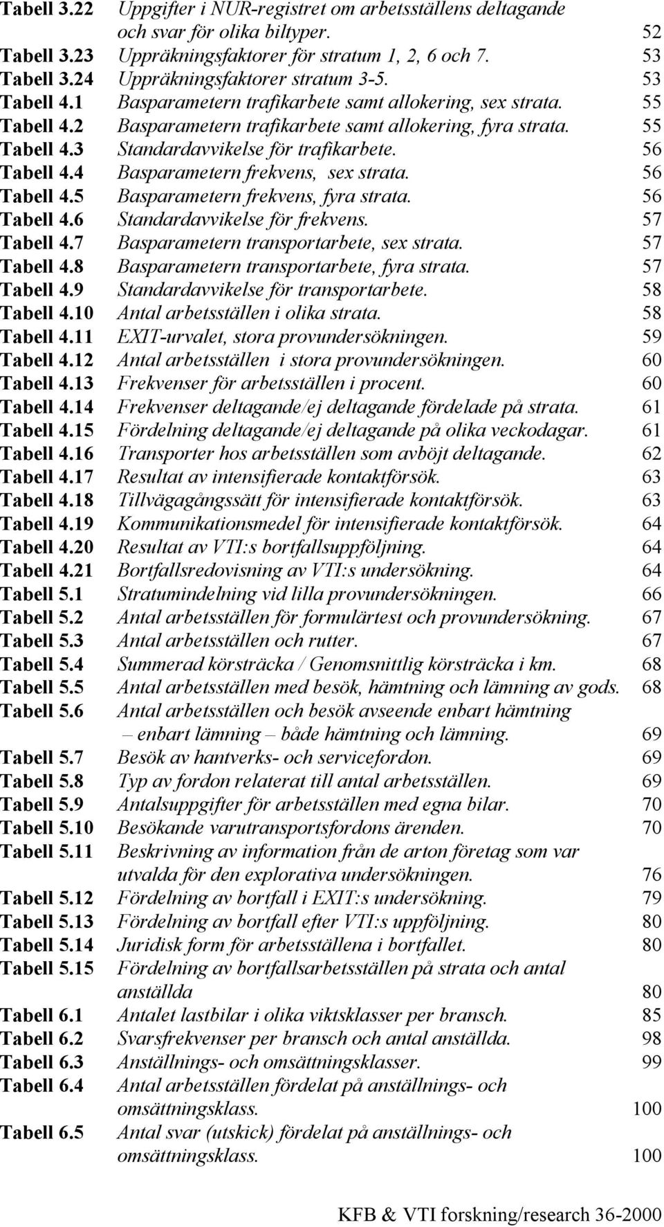 56 Tabell 4.4 Basparametern frekvens, sex strata. 56 Tabell 4.5 Basparametern frekvens, fyra strata. 56 Tabell 4.6 Standardavvikelse för frekvens. 57 Tabell 4.