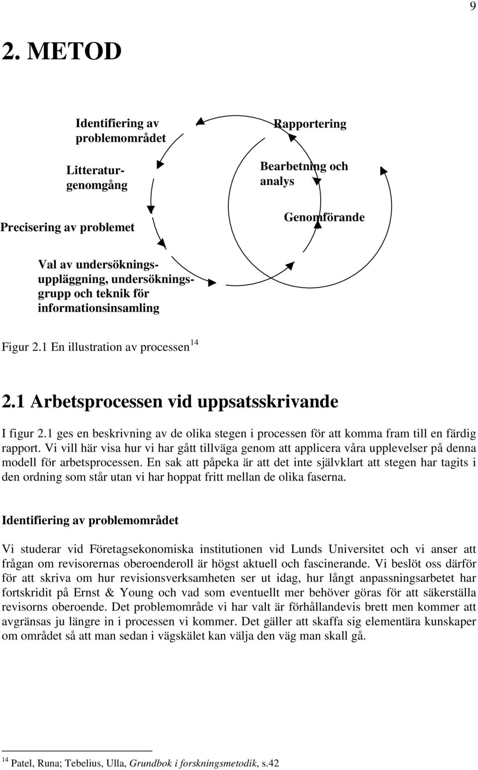 1 ges en beskrivning av de olika stegen i processen för att komma fram till en färdig rapport.