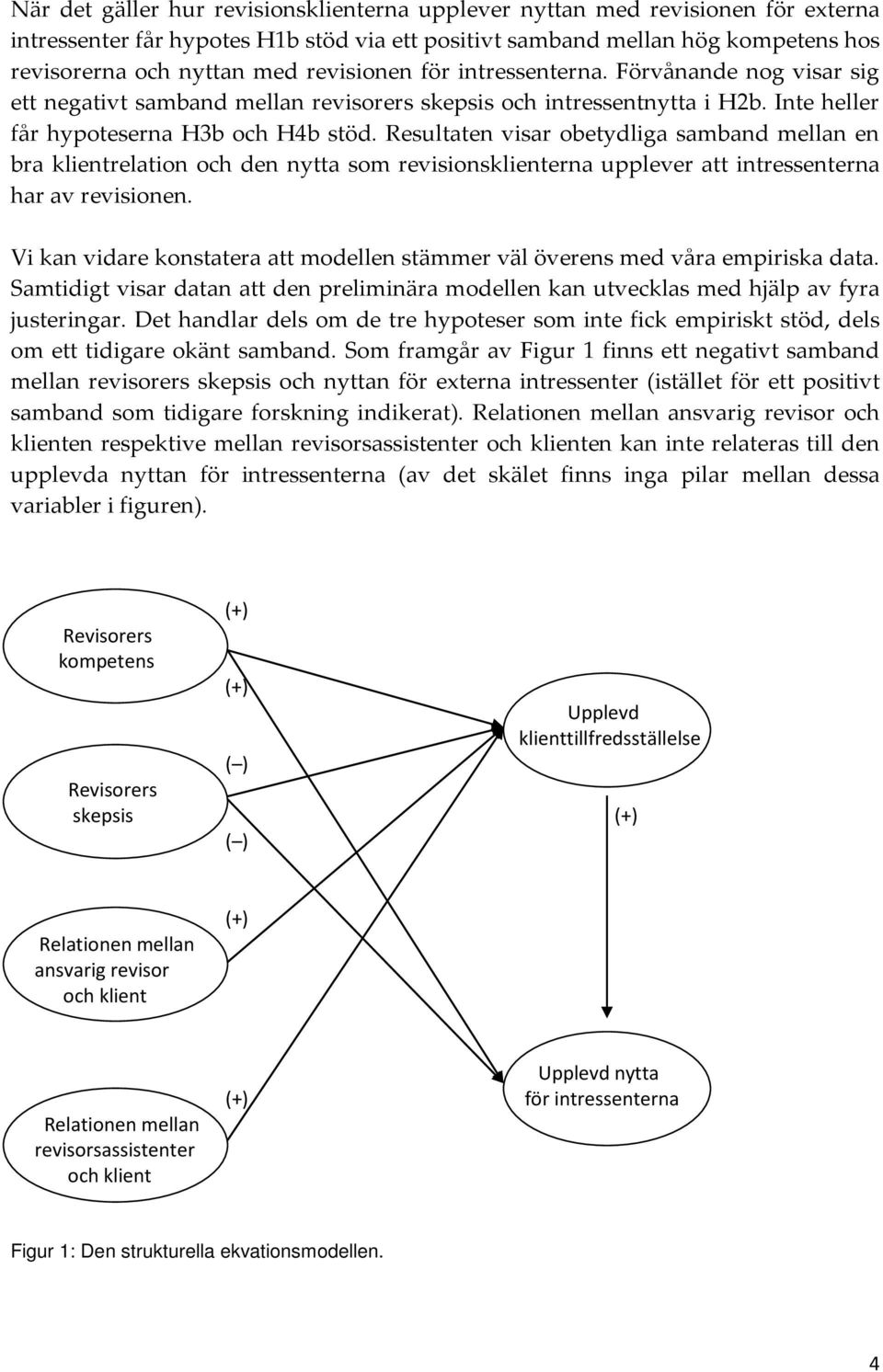 esultaten visar obetydliga samband mellan en bra klientrelation och den nytta som revisionsklienterna upplever att intressenterna har av revisionen.