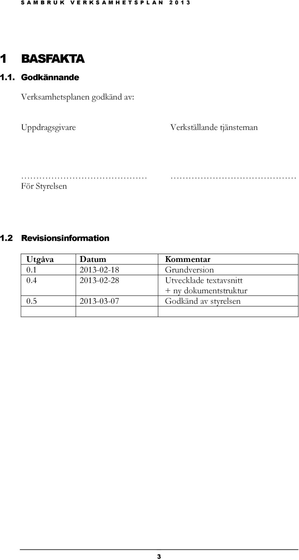 2 Revisionsinformation Utgåva Datum Kommentar 0.