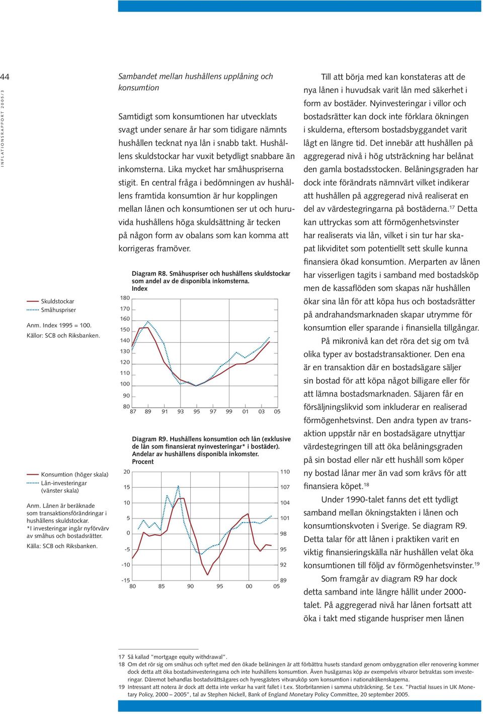 Sambandet mellan hushållens upplåning och konsumtion Samtidigt som konsumtionen har utvecklats svagt under senare år har som tidigare nämnts hushållen tecknat nya lån i snabb takt.