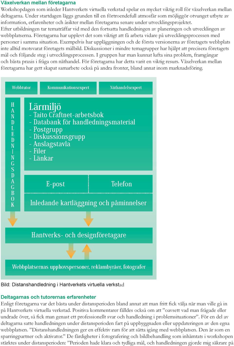 Efter utbildningen tar tematräffar vid med den fortsatta handledningen av planeringen och utvecklingen av webbplatserna.