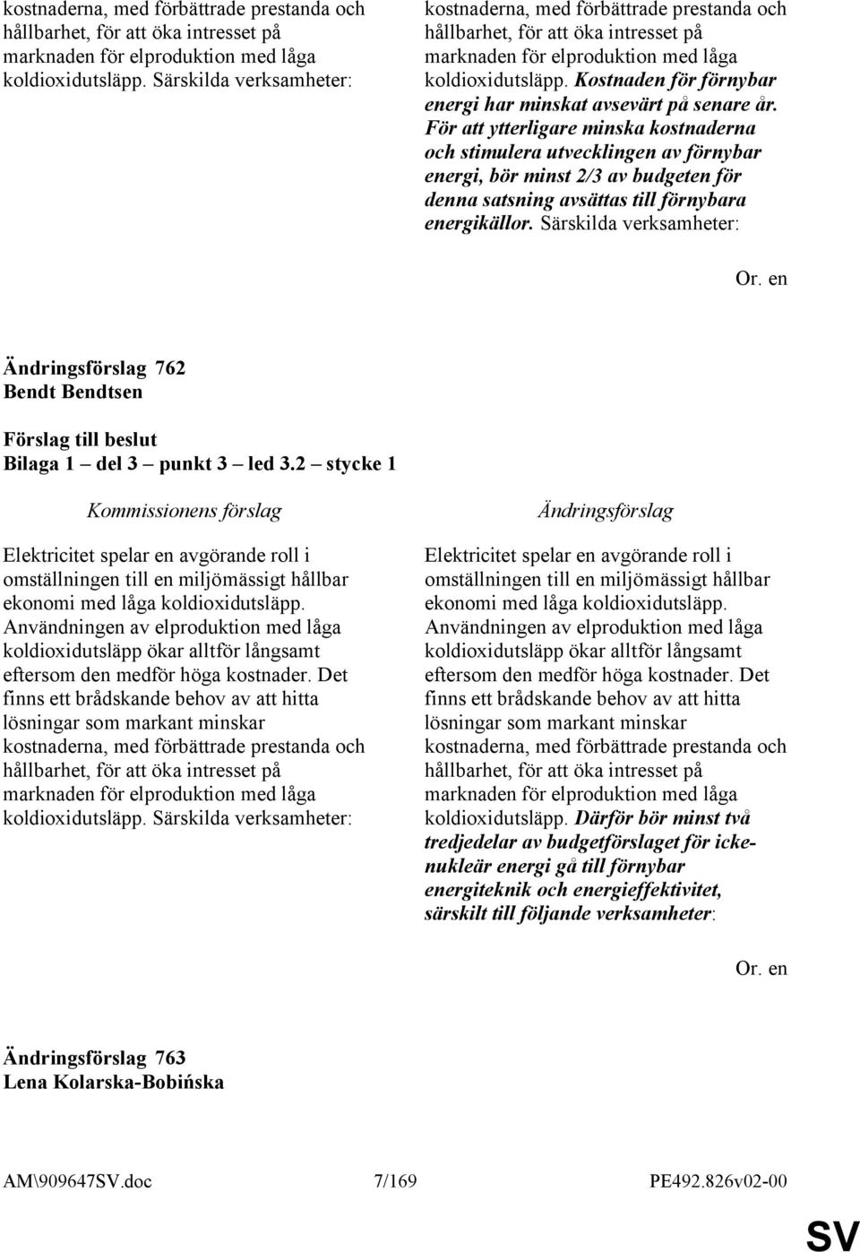 För att ytterligare minska kostnaderna och stimulera utvecklingen av förnybar energi, bör minst 2/3 av budgeten för denna satsning avsättas till förnybara energikällor.