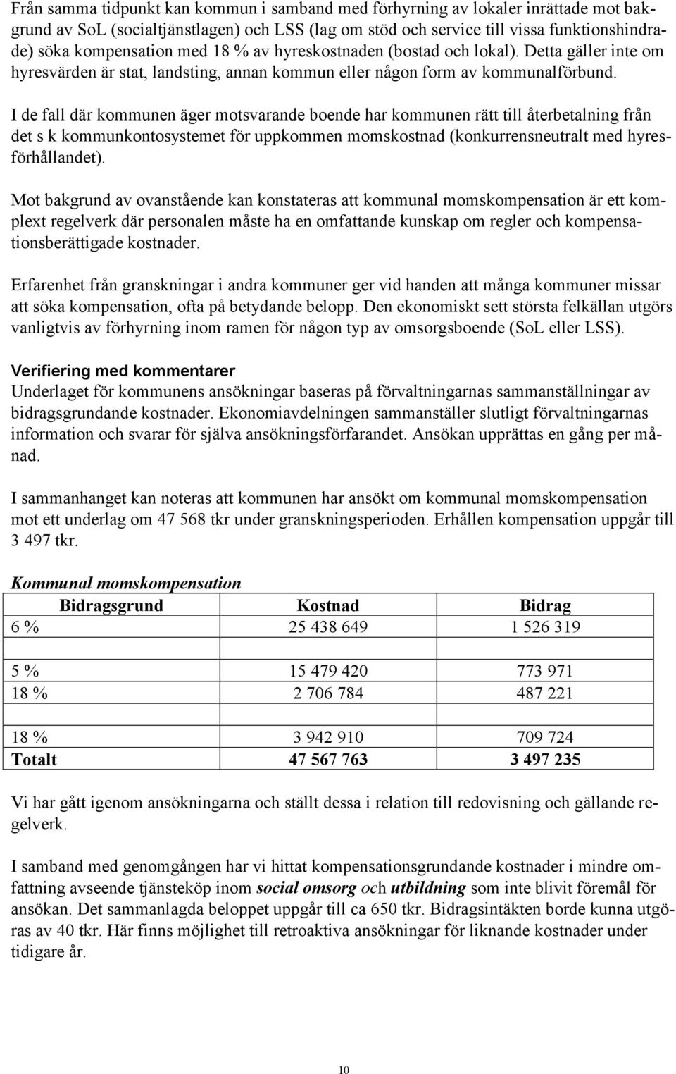 I de fall där kommunen äger motsvarande boende har kommunen rätt till återbetalning från det s k kommunkontosystemet för uppkommen momskostnad (konkurrensneutralt med hyresförhållandet).