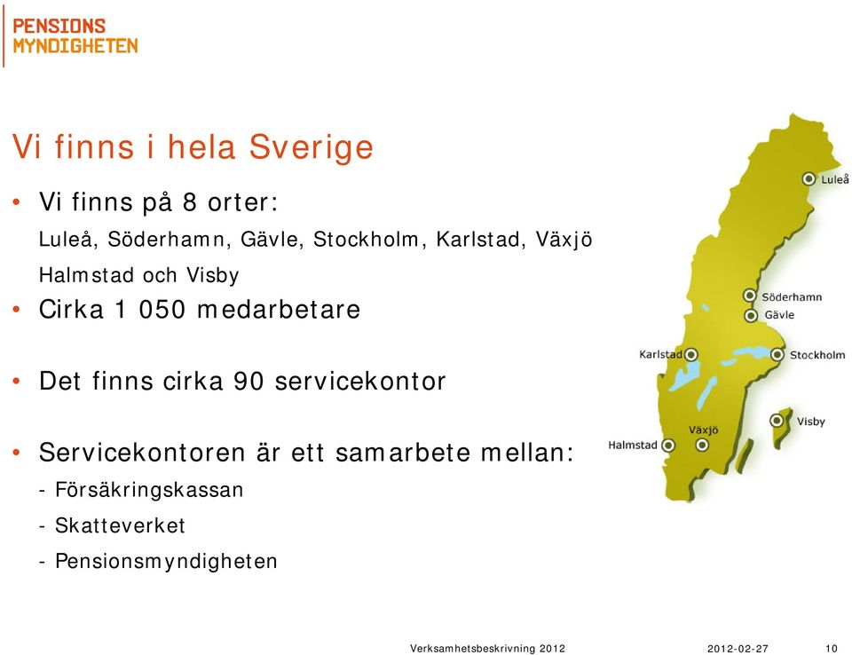 finns cirka 90 servicekontor Servicekontoren är ett samarbete mellan: -