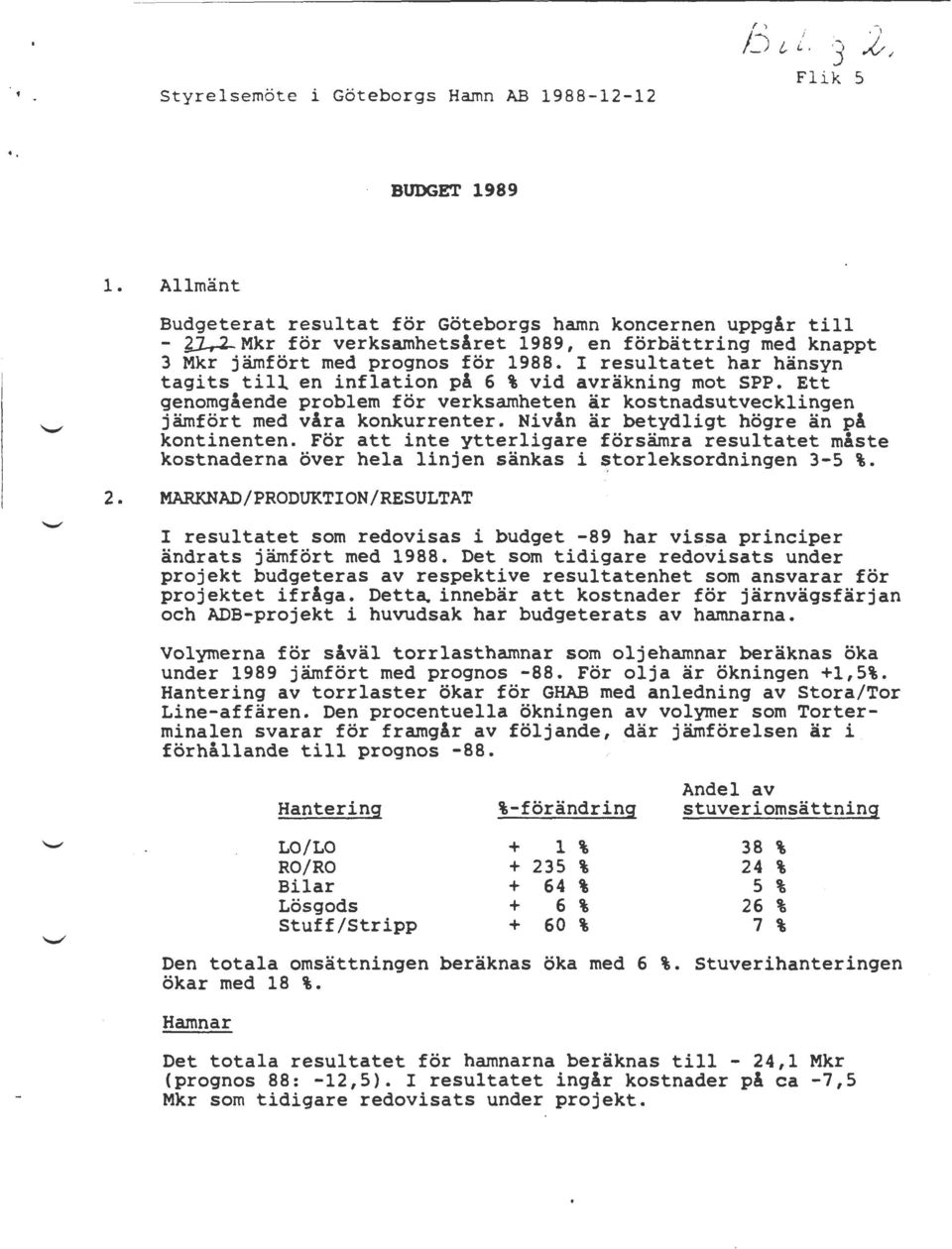 I resultatet har hänsyn tagits till en inflation på 6 \ vid avräkning mot SPP. Ett genomgående problem för verksamheten är kostnadsutvecklingen jämfört med våra konkurrenter.