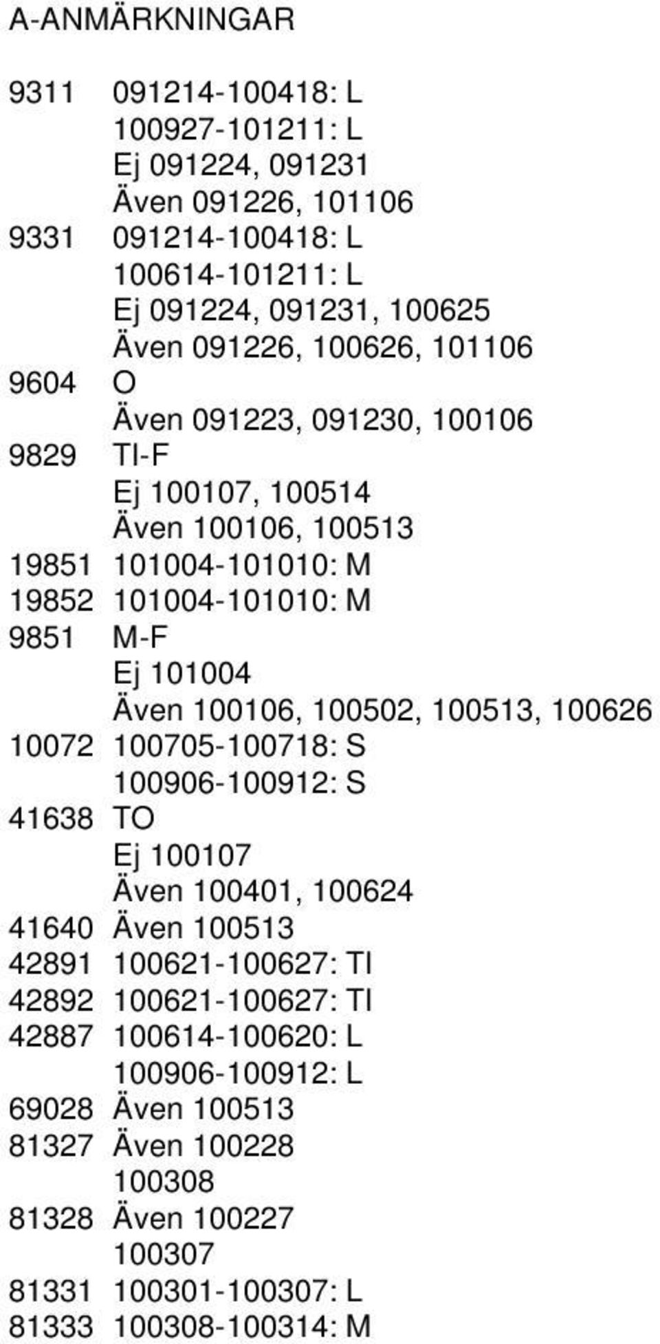 Även 116, 152, 1513, 1626 172 175-1718: S 196-1912: S 41638 TO Ej 117 Även 141, 1624 4164 Även 1513 42891 1621-1627: TI 42892