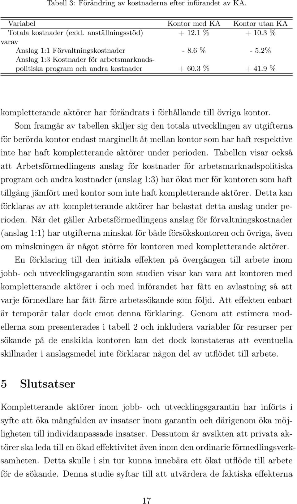 9 % kompletterande aktörer har förändrats i förhållande till övriga kontor.