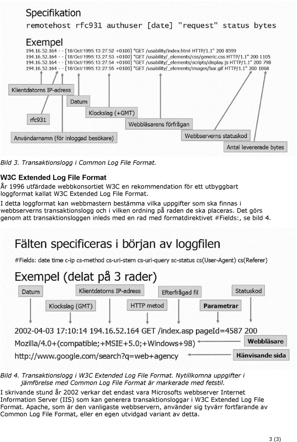 I detta loggformat kan webbmastern bestämma vilka uppgifter som ska finnas i webbserverns transaktionslogg och i vilken ordning på raden de ska placeras.