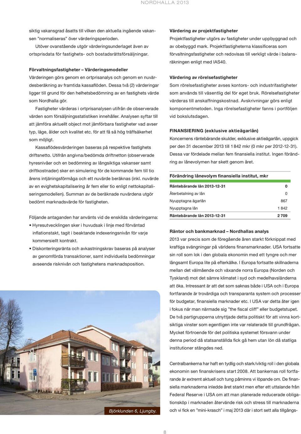 Förvaltningsfastigheter Värderingsmodeller Värderingen görs genom en ortprisanalys och genom en nuvärdesberäkning av framtida kassaflöden.