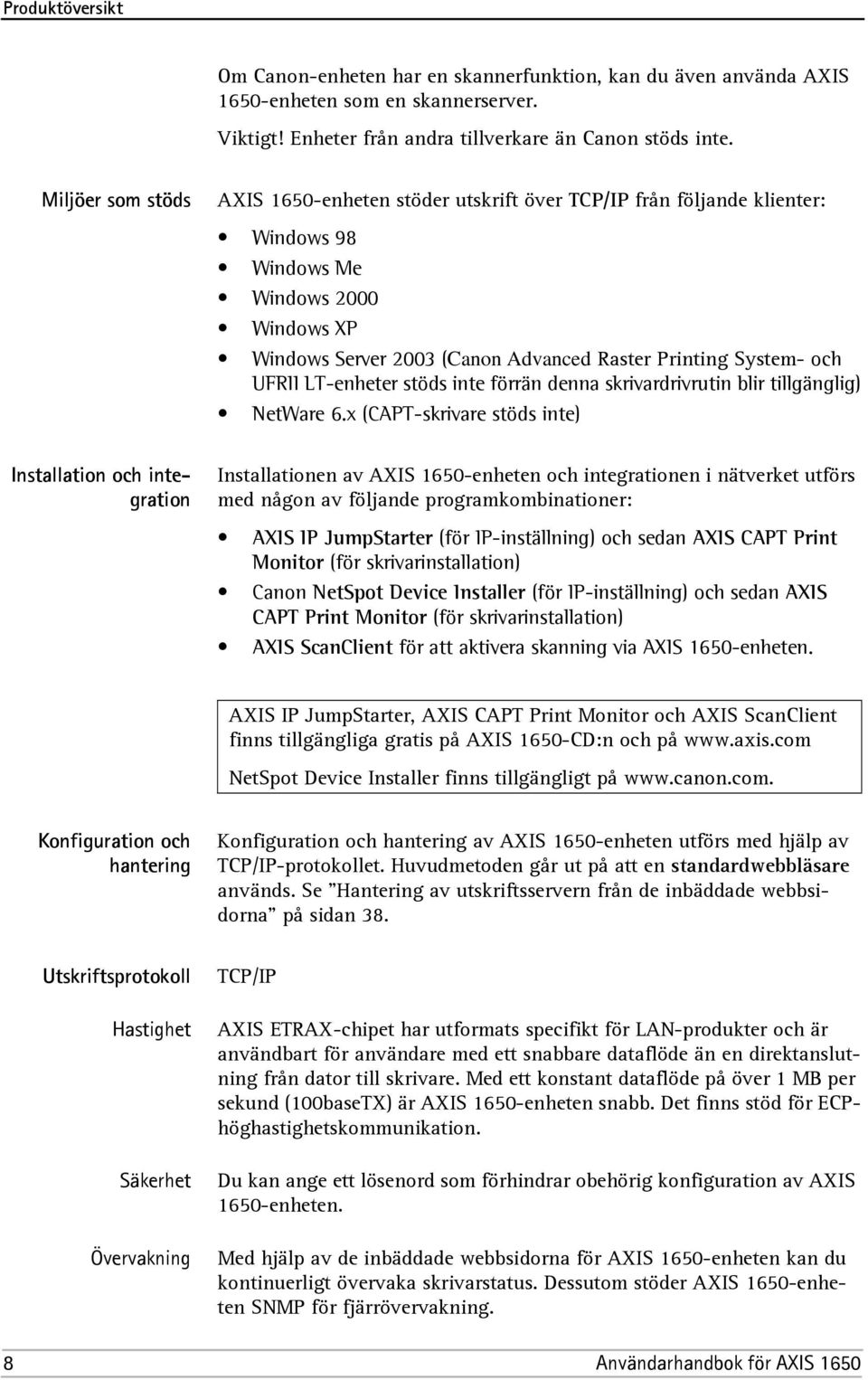 UFRII LT-enheter stöds inte förrän denna skrivardrivrutin blir tillgänglig) NetWare 6.