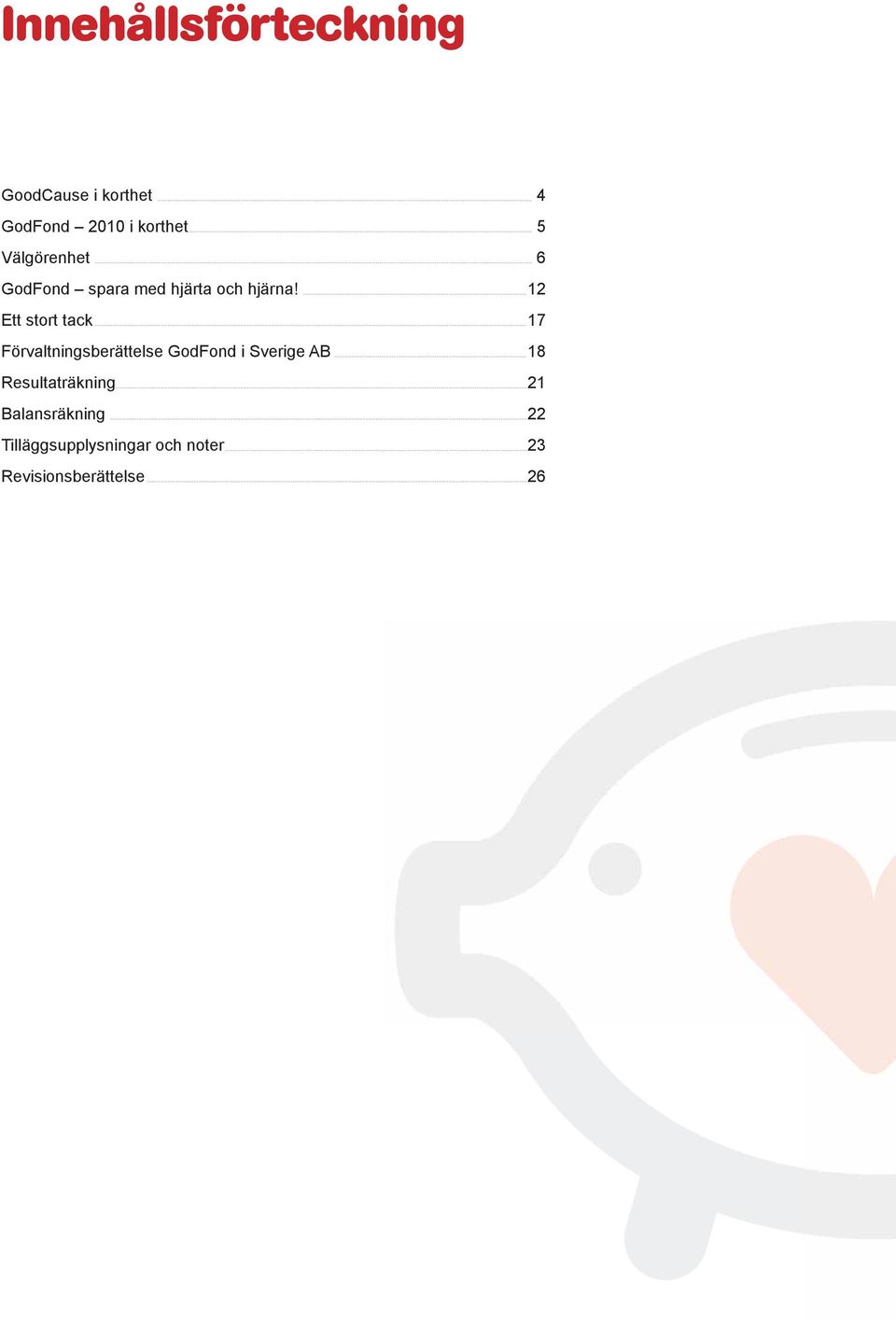 12 Ett stort tack 17 Förvaltningsberättelse GodFond i Sverige AB 18