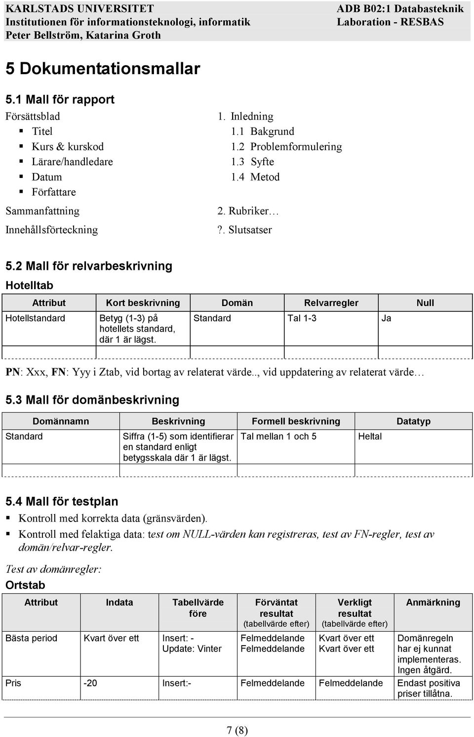 Standard Tal 1-3 Ja PN: Xxx, FN: Yyy i Ztab, vid bortag av relaterat värde.., vid uppdatering av relaterat värde 5.