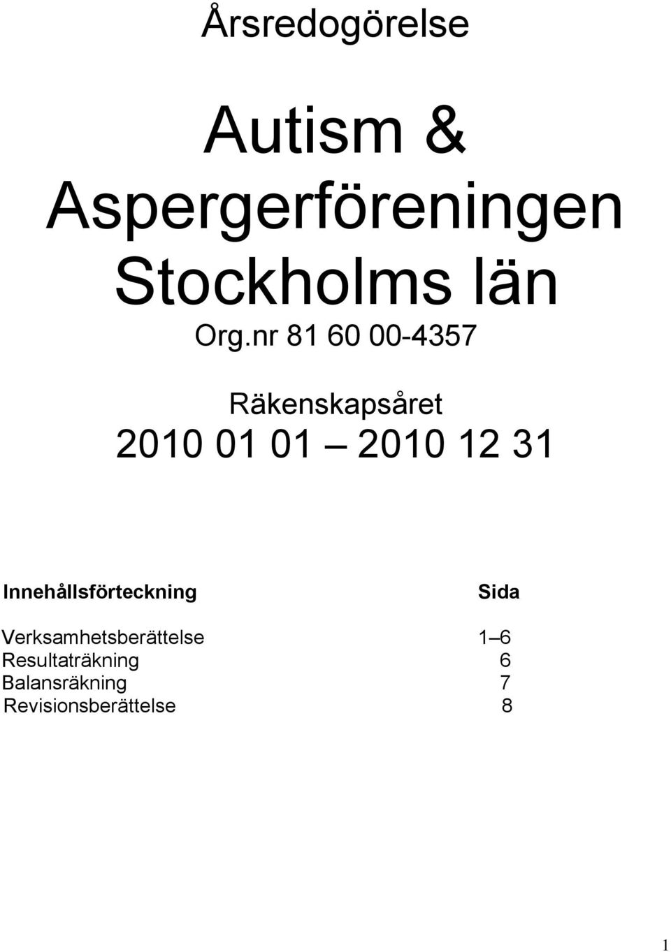 nr 81 60 00-4357 Räkenskapsåret 2010 01 01 2010 12 31