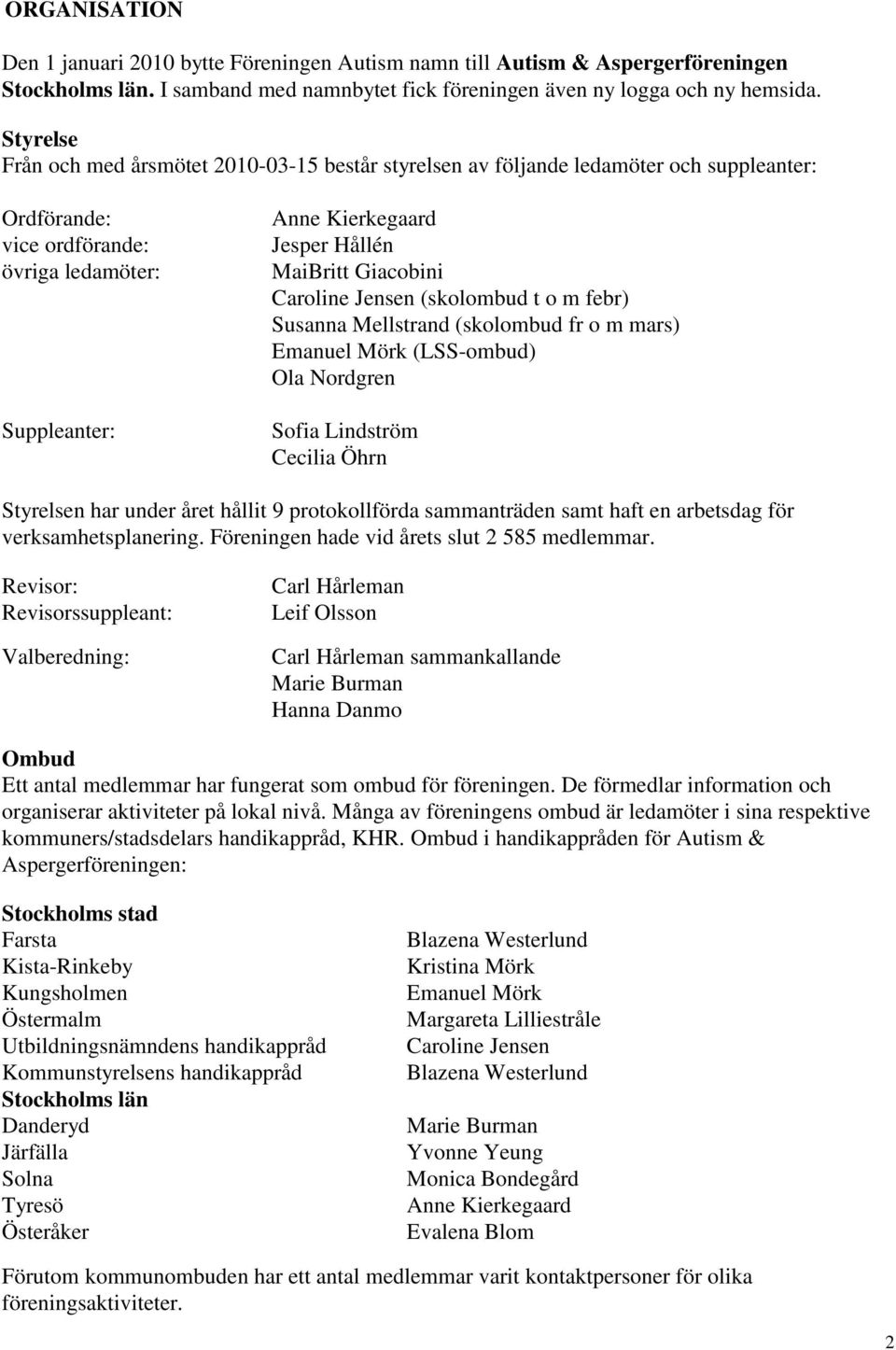 Giacobini Caroline Jensen (skolombud t o m febr) Susanna Mellstrand (skolombud fr o m mars) Emanuel Mörk (LSS-ombud) Ola Nordgren Sofia Lindström Cecilia Öhrn Styrelsen har under året hållit 9