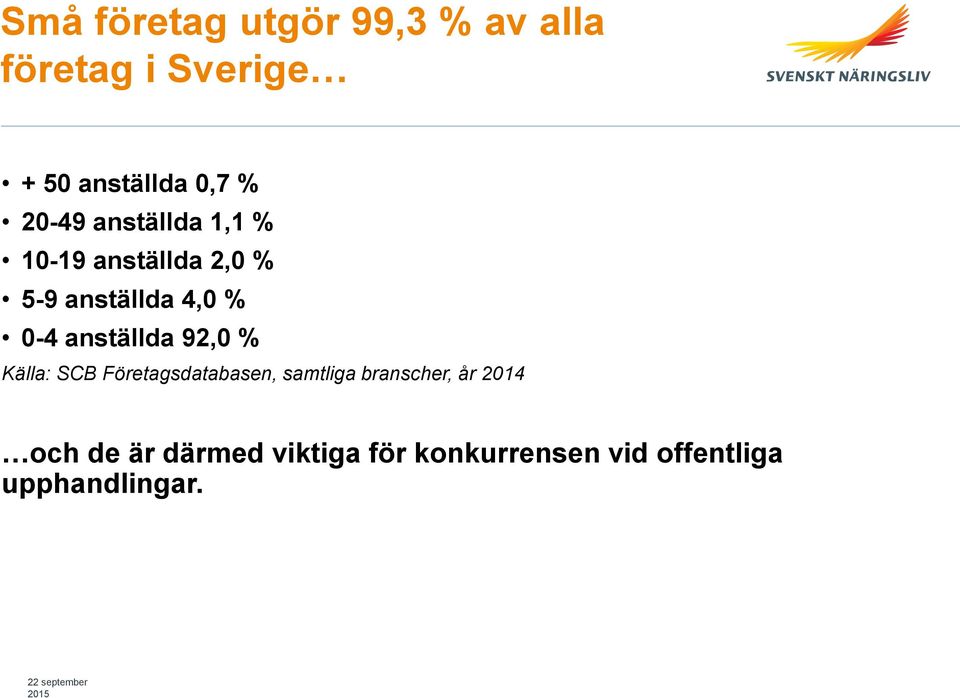 anställda 92,0 % Källa: SCB Företagsdatabasen, samtliga branscher, år 2014