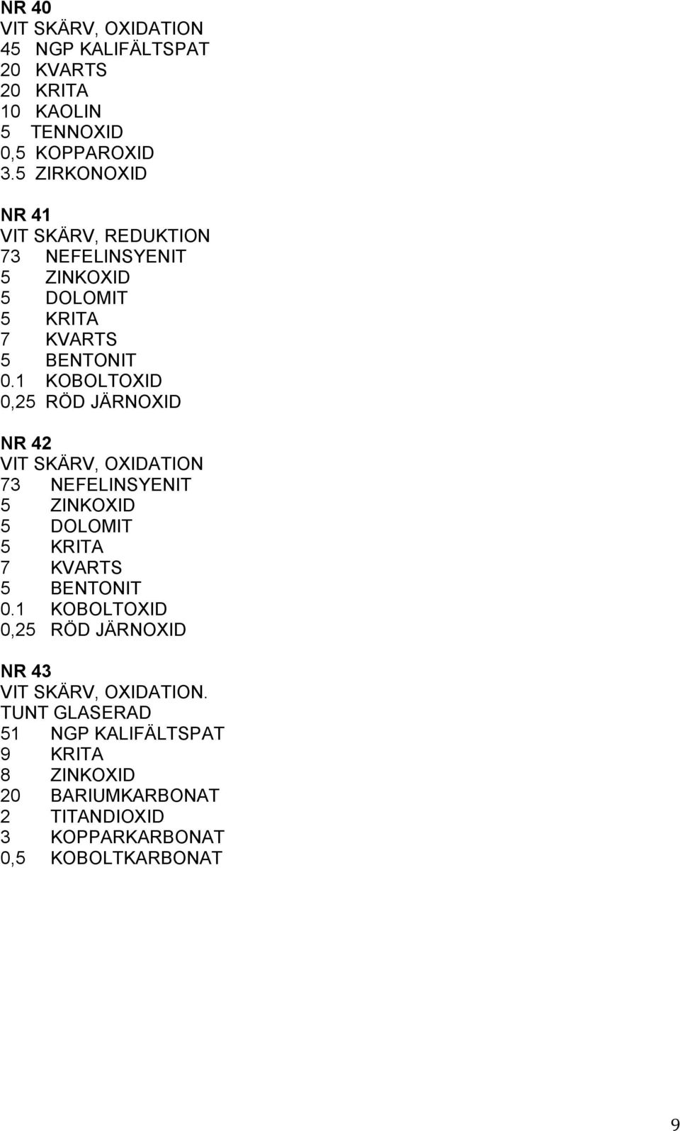 1 KOBOLTOXID 0,25 RÖD JÄRNOXID NR 43.