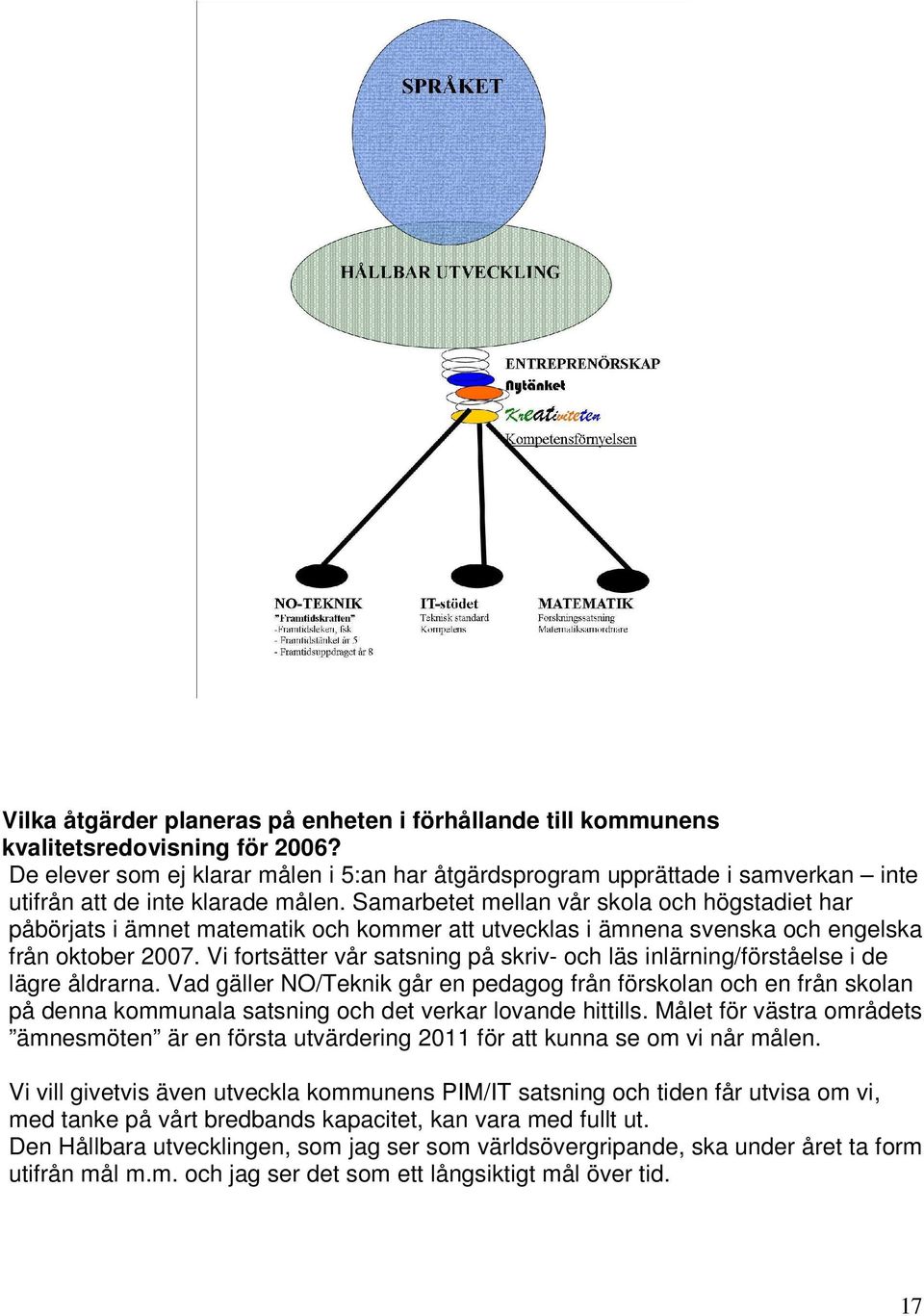 Samarbetet mellan vår skola och högstadiet har påbörjats i ämnet matematik och kommer att utvecklas i ämnena svenska och engelska från oktober 2007.