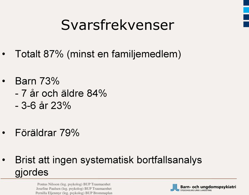 äldre 84% - 3-6 år 23% Föräldrar 79%