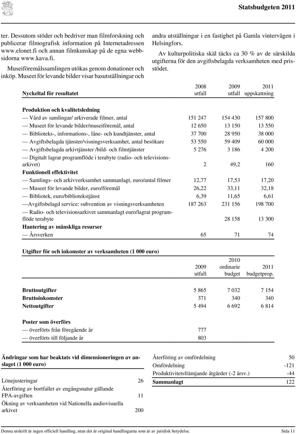 Av kulturpolitiska skäl täcks ca 30 % av de särskilda utgifterna för den avgiftsbelagda verksamheten med prisstödet.