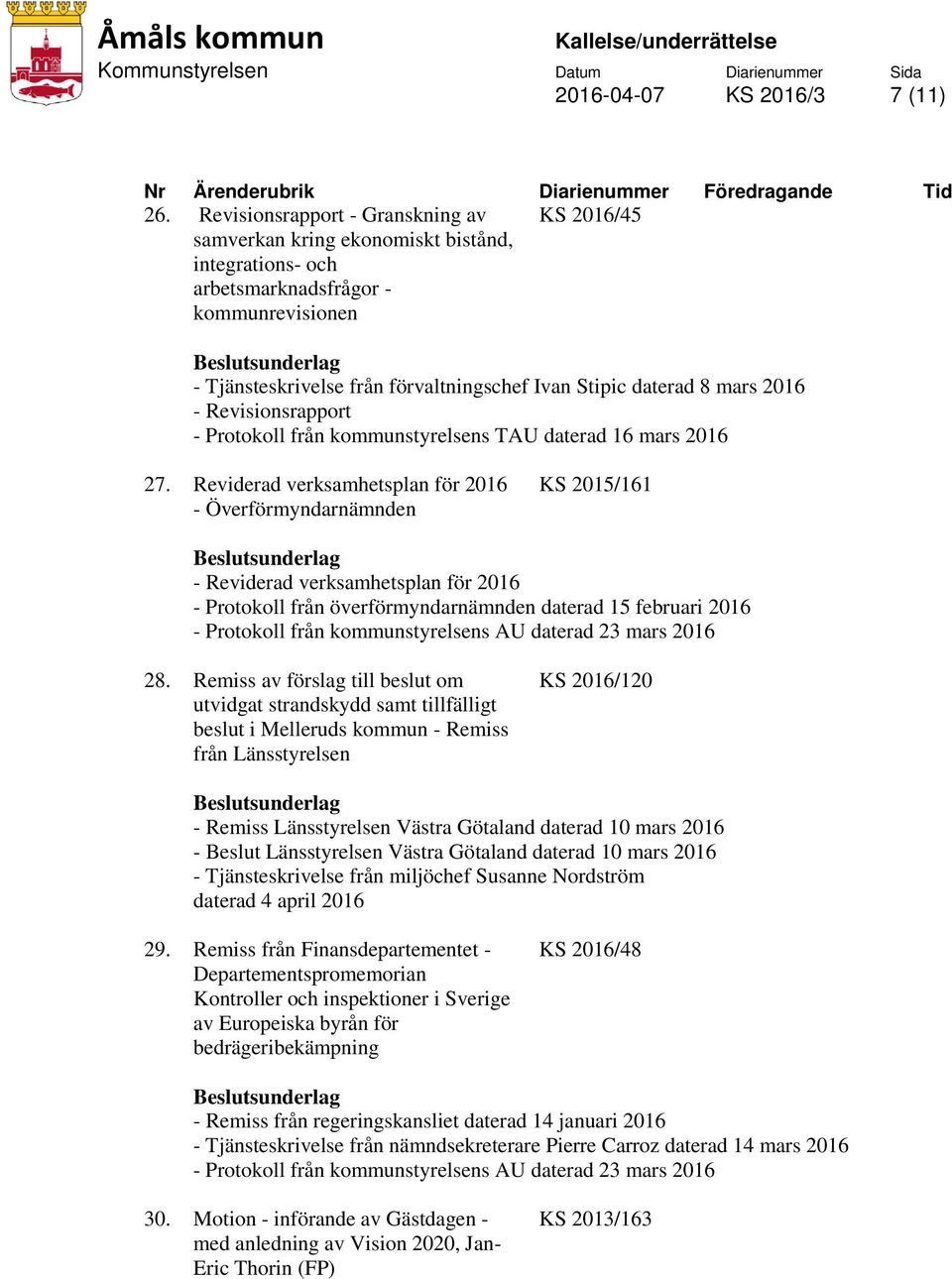 8 mars 2016 - Revisionsrapport 27.