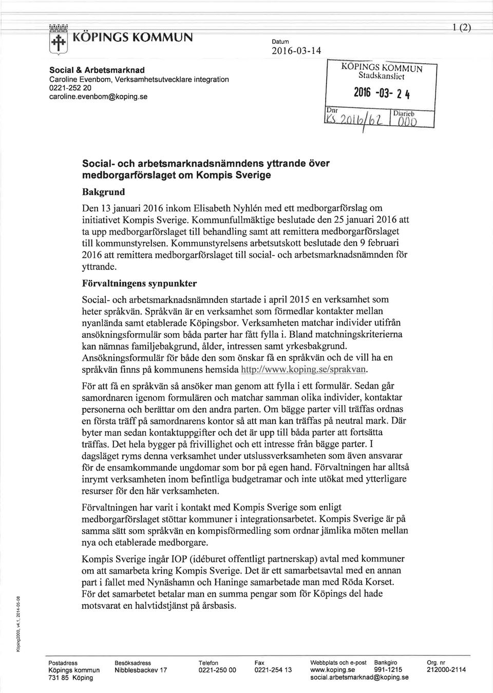 medborgarftirslag om initiativet Kompis Sverige.