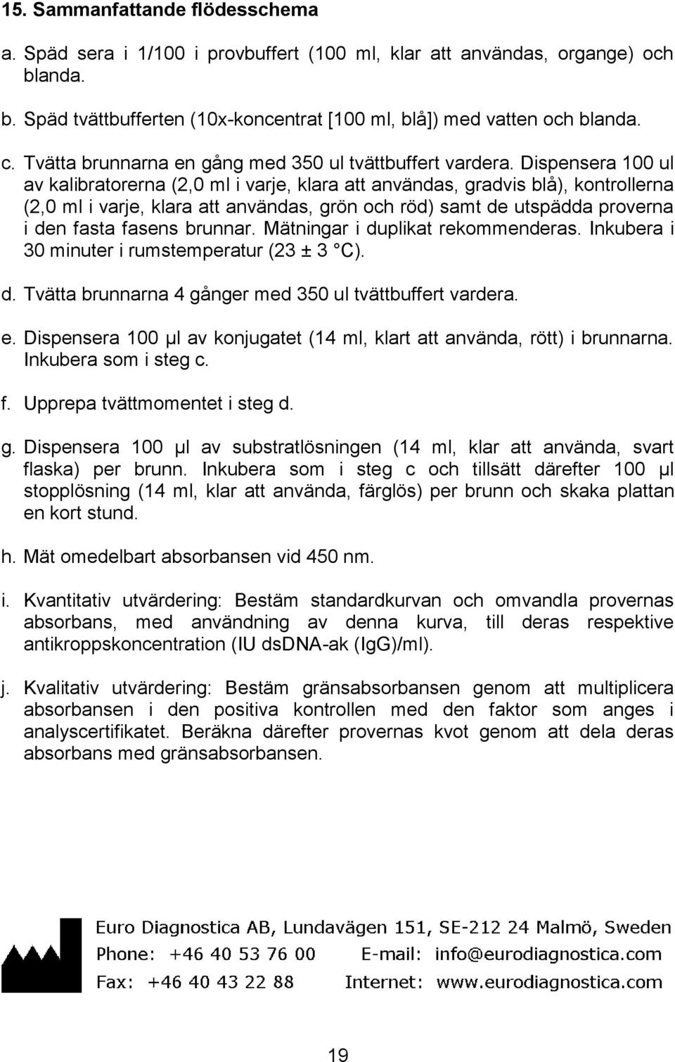 Dispensera 00 ul av kalibratorerna (2,0 ml i varje, klara att användas, gradvis blå), kontrollerna (2,0 ml i varje, klara att användas, grön och röd) samt de utspädda proverna i den fasta fasens