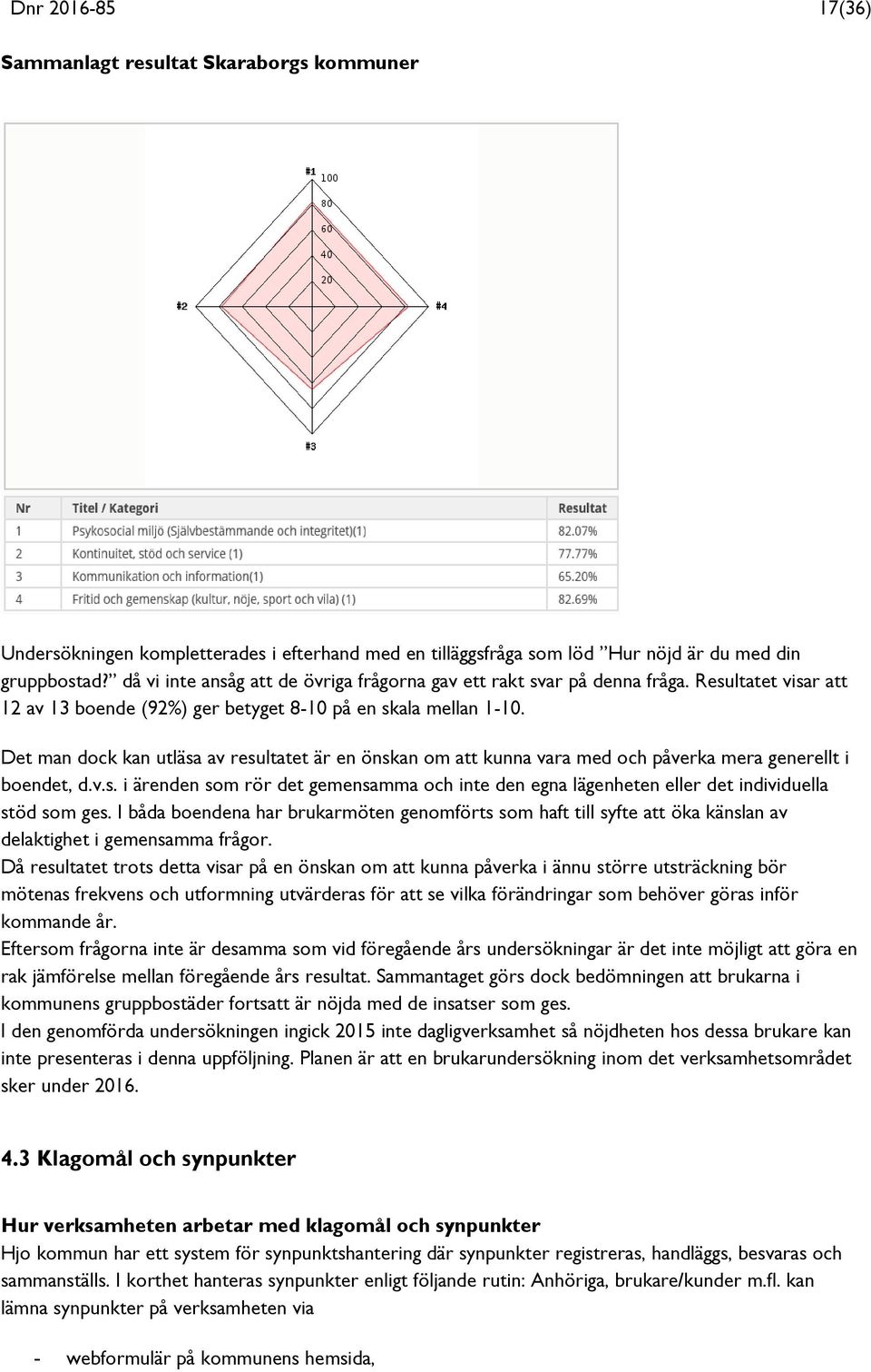 Det man dock kan utläsa av resultatet är en önskan om att kunna vara med och påverka mera generellt i boendet, d.v.s. i ärenden som rör det gemensamma och inte den egna lägenheten eller det individuella stöd som ges.