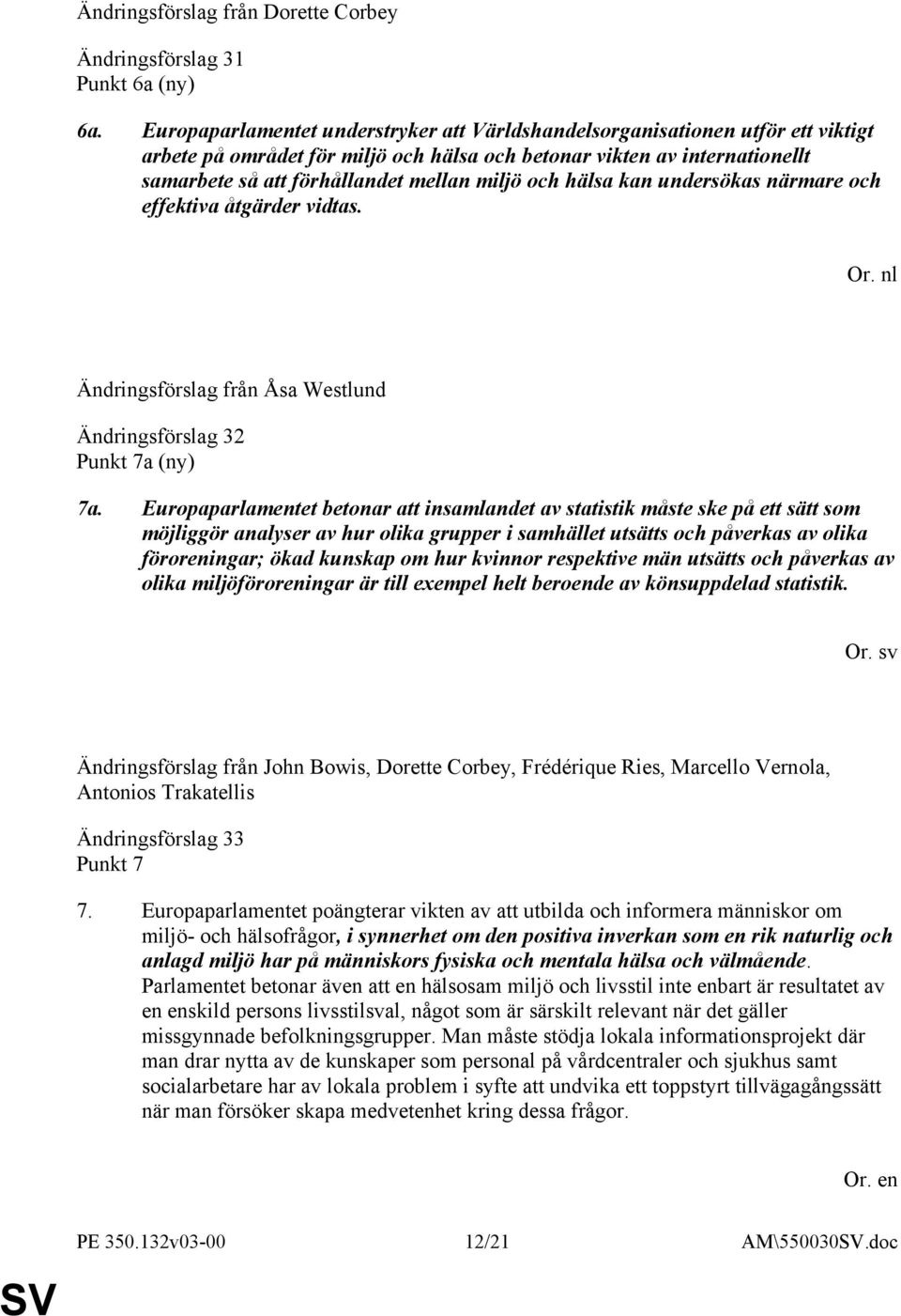 och hälsa kan undersökas närmare och effektiva åtgärder vidtas. Or. nl Ändringsförslag från Åsa Westlund Ändringsförslag 32 Punkt 7a (ny) 7a.