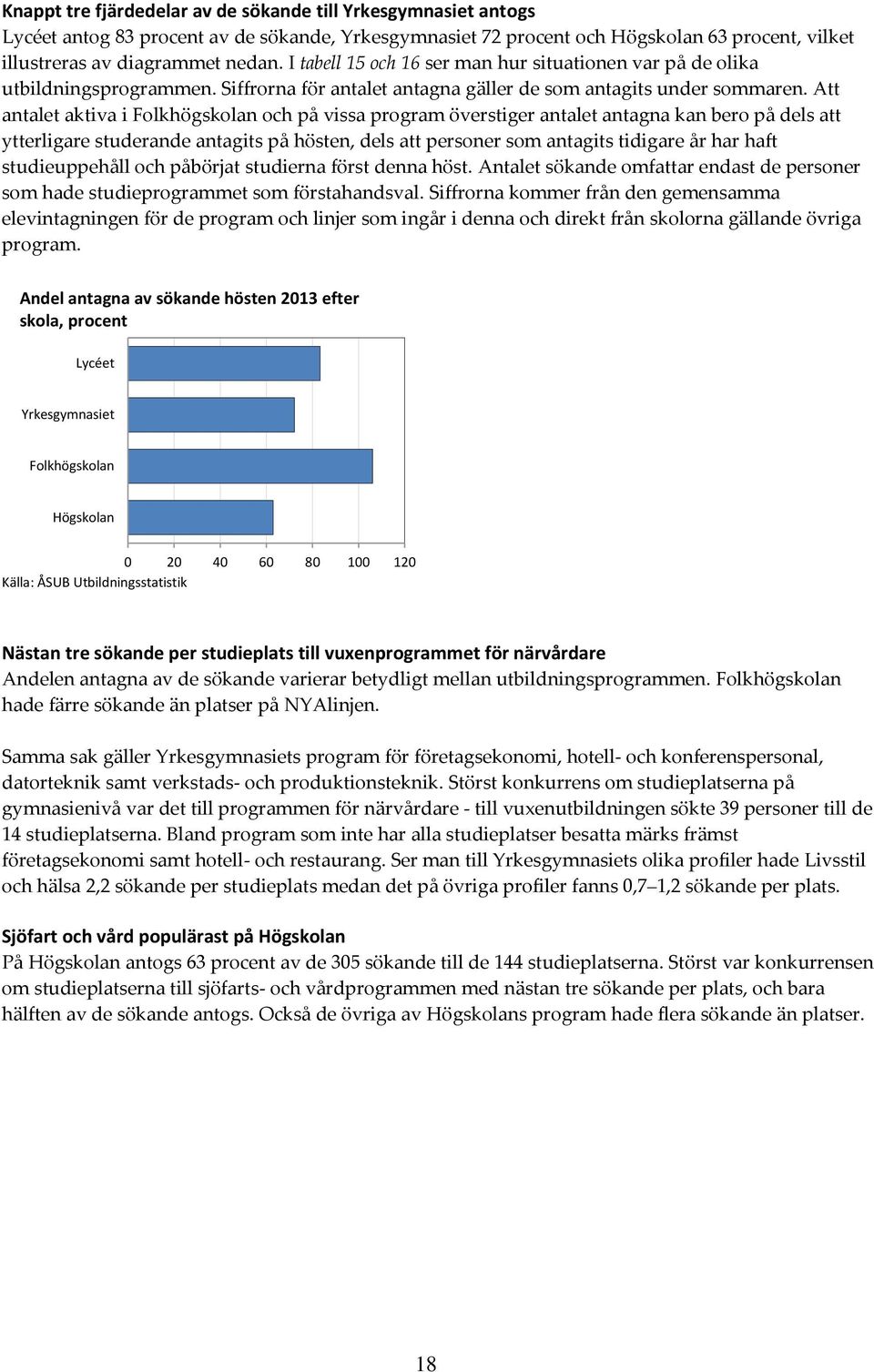 Att antalet aktiva i Folkhögskolan och på vissa program överstiger antalet antagna kan bero på dels att ytterligare studerande antagits på hösten, dels att personer som antagits tidigare år har haft