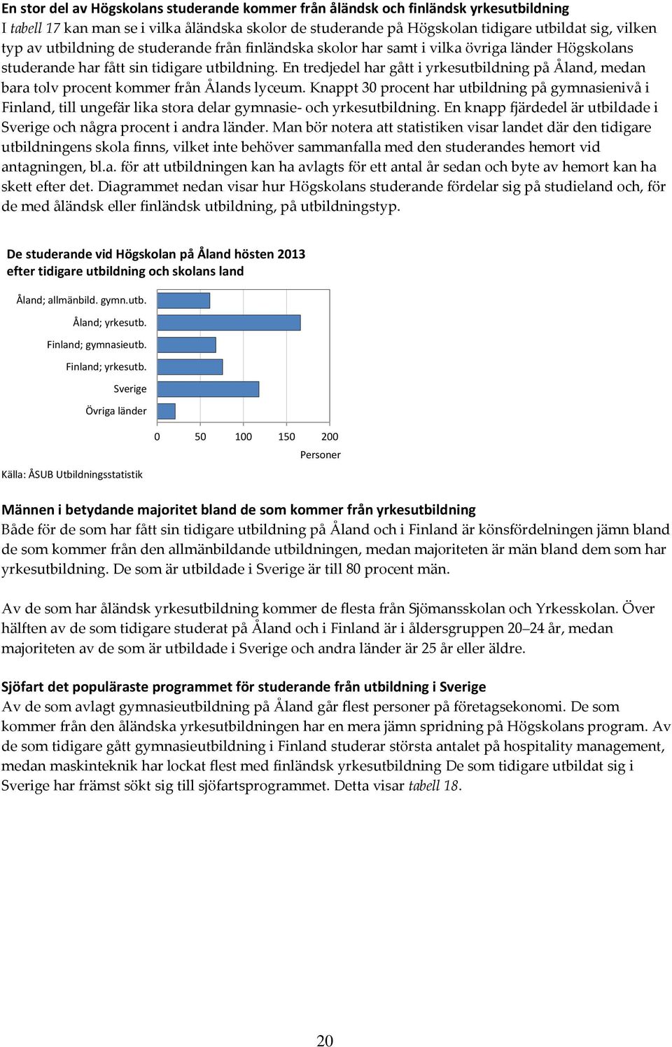 En tredjedel har gått i yrkesutbildning på Åland, medan bara tolv procent kommer från Ålands lyceum.