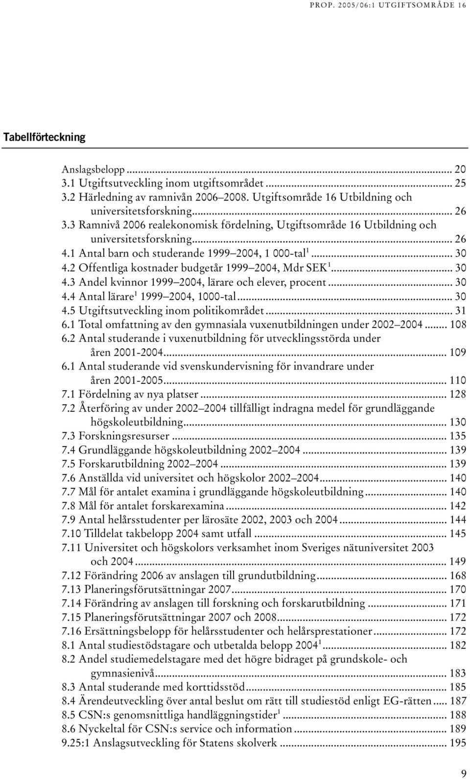 2 Offentliga kostnader budgetår 1999 2004, Mdr SEK 1... 30 4.3 Andel kvinnor 1999 2004, lärare och elever, procent... 30 4.4 Antal lärare 1 1999 2004, 1000-tal... 30 4.5 Utgiftsutveckling inom politikområdet.