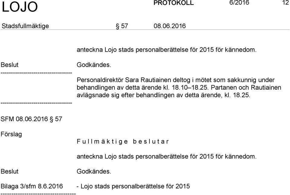 Partanen och Rautiainen avlägsnade sig efter behandlingen av detta ärende, kl. 18.25. SFM 08.06.