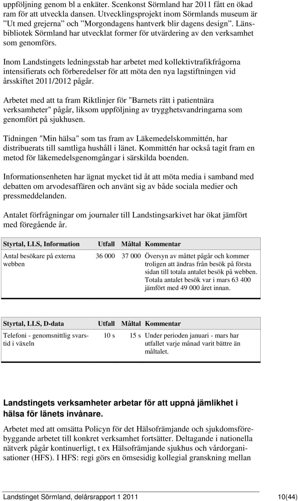 Inom Landstingets ledningsstab har arbetet med kollektivtrafikfrågorna intensifierats och förberedelser för att möta den nya lagstiftningen vid årsskiftet 2011/2012 pågår.