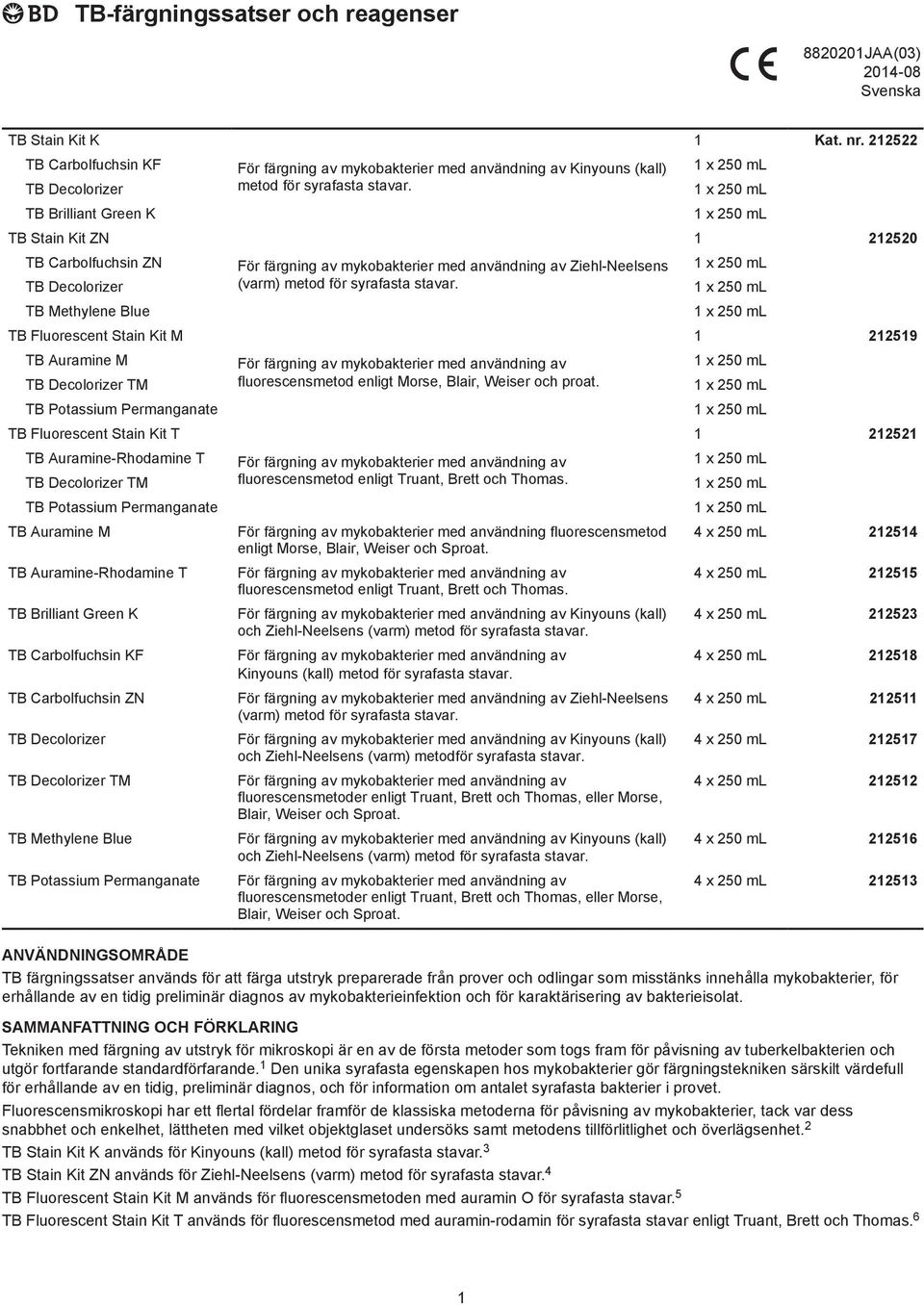 (kall) metod för syrafasta stavar. Ziehl-Neelsens (varm) metod för syrafasta stavar. fluorescensmetod enligt Morse, Blair, Weiser och proat. fluorescensmetod enligt Truant, Brett och Thomas.