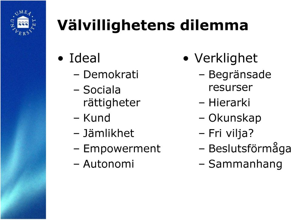 Empowerment Autonomi Verklighet Begränsade