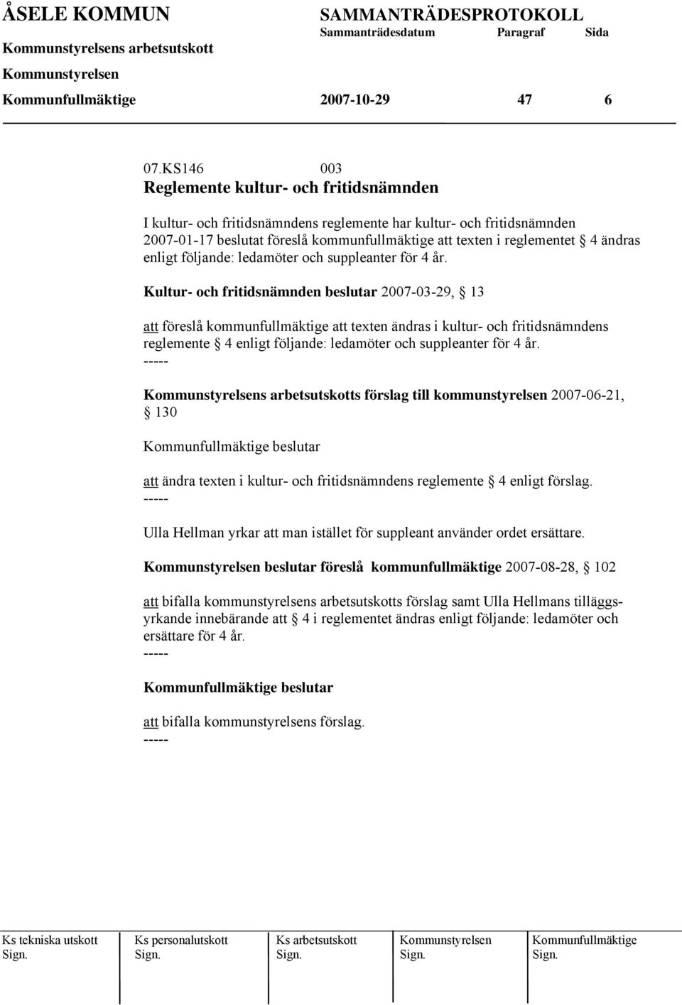 enligt följande: ledamöter och suppleanter för 4 år.