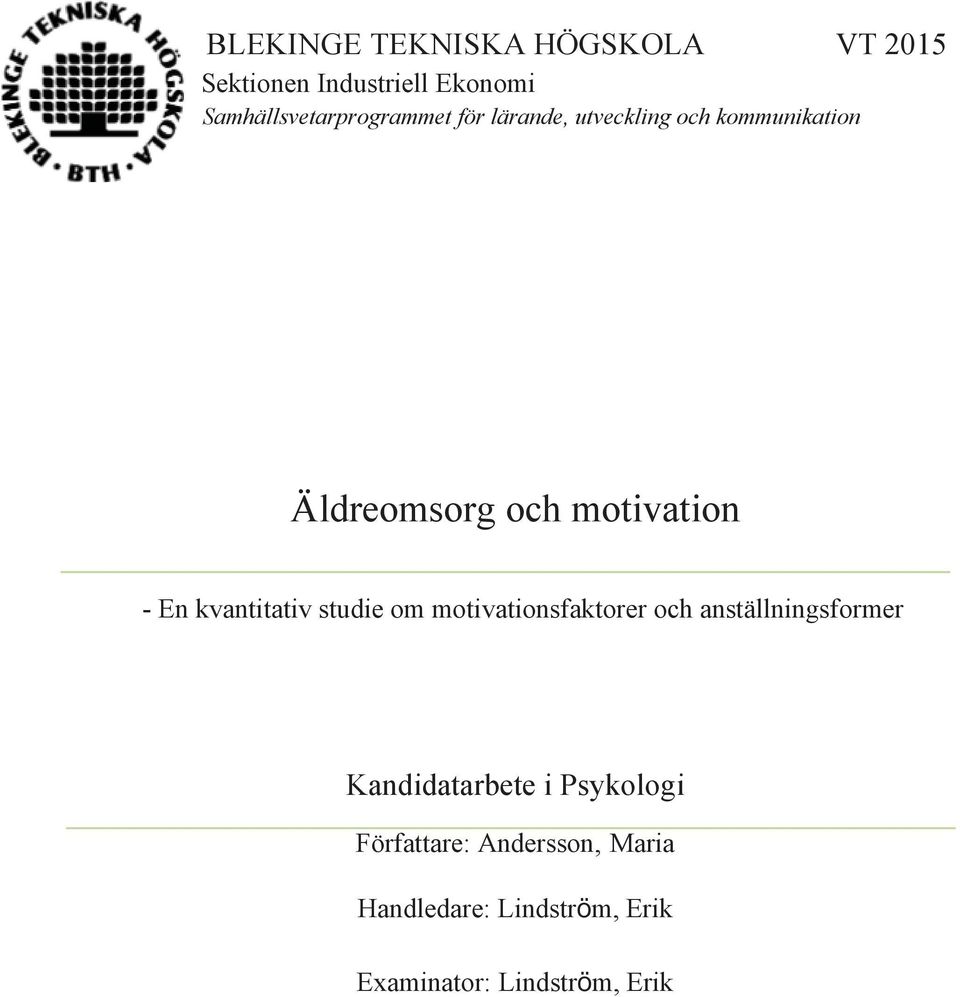motivation - En kvantitativ studie om motivationsfaktorer och anställningsformer