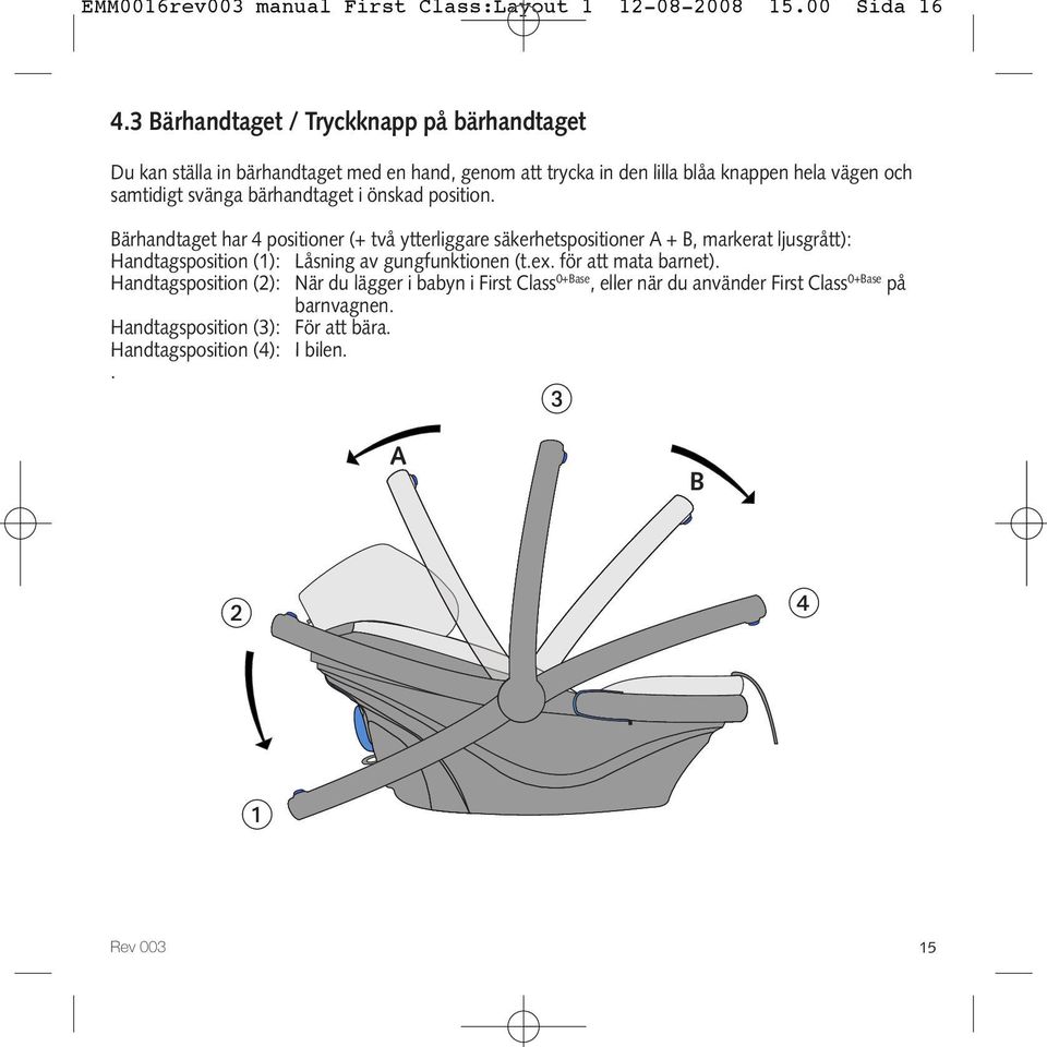 svänga bärhandtaget i önskad position.