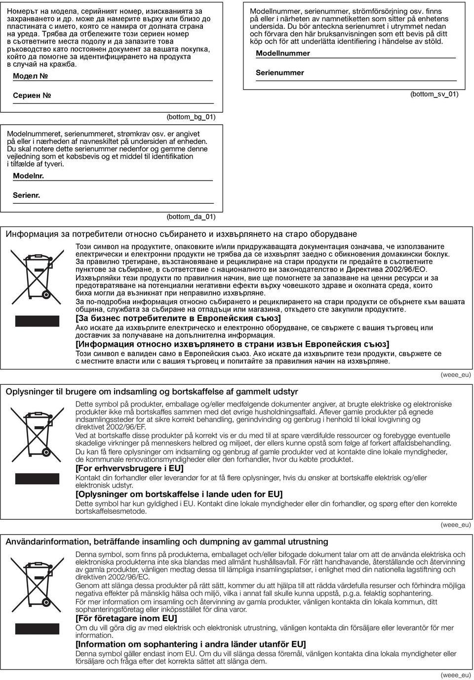 кражба. Mодел Cериен Modellnummer, serienummer, strömförsörjning osv. finns på eller i närheten av namnetiketten som sitter på enhetens undersida.