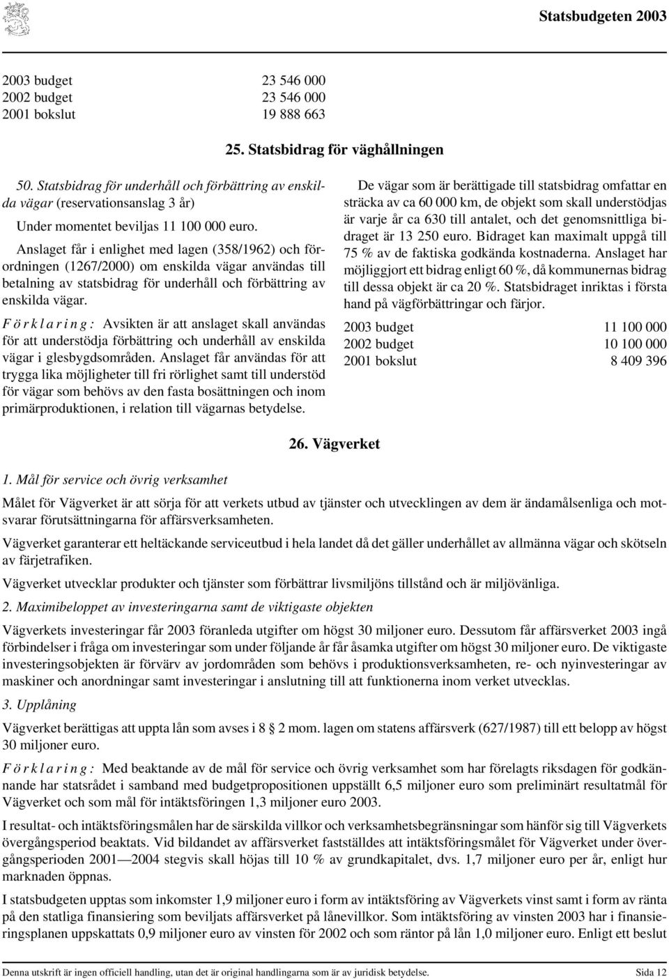 Anslaget får i enlighet med lagen (358/1962) och förordningen (1267/2000) om enskilda vägar användas till betalning av statsbidrag för underhåll och förbättring av enskilda vägar.