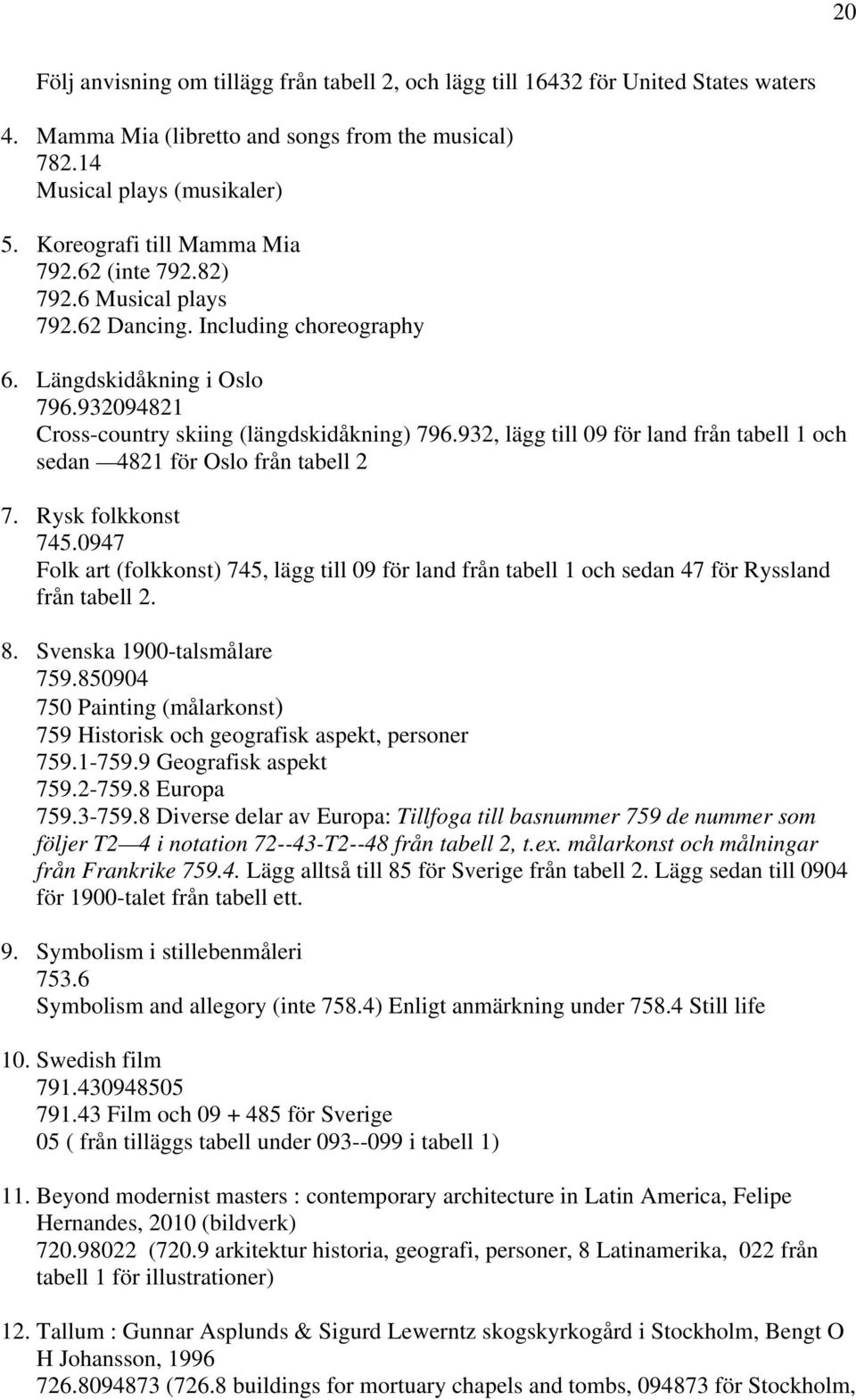 932, lägg till 09 för land från tabell 1 och sedan 4821 för Oslo från tabell 2 7. Rysk folkkonst 745.